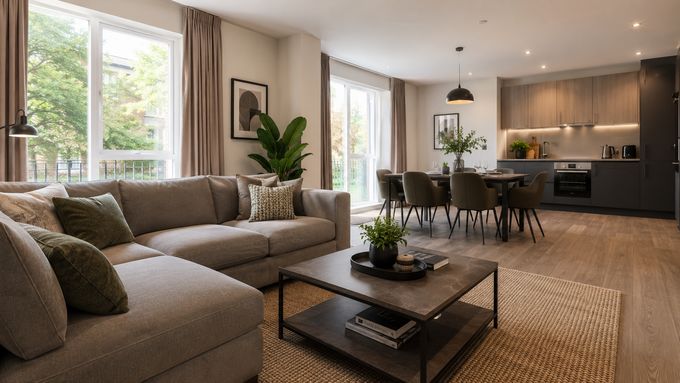 Open-plan living and kitchen